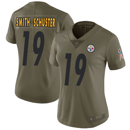 Women Pittsburgh Steelers Football #19 Limited Olive JuJu Smith Schuster 2017 Salute to Service Nike NFL Jersey